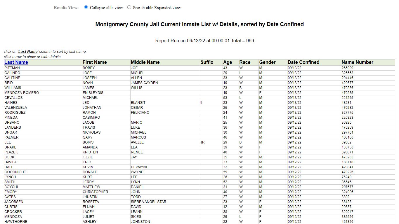 Jail Roster - Montgomery County, Texas